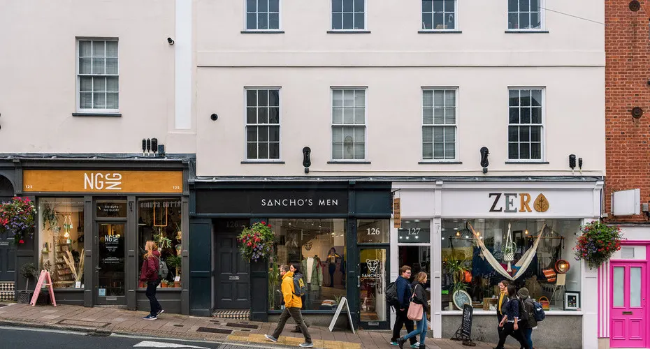 Independent shops on Fore Street, Exeter