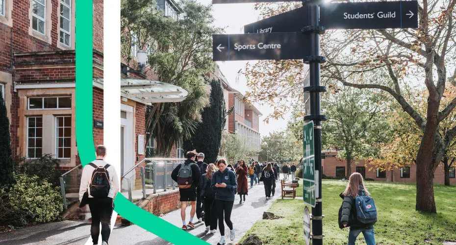 Students walking around St Lukes campus in Exeter